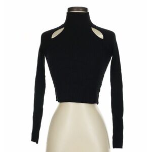 Black Cutout Turtleneck Sweater